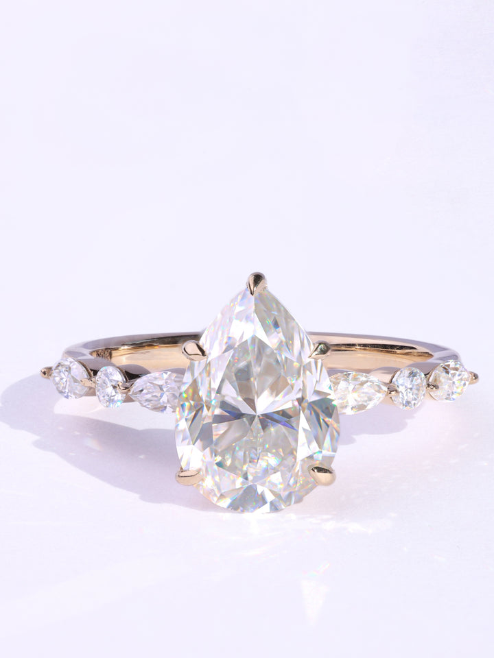 1.50CT Pear Cut Diamond Moissanite Pave Setting Engagement Ring