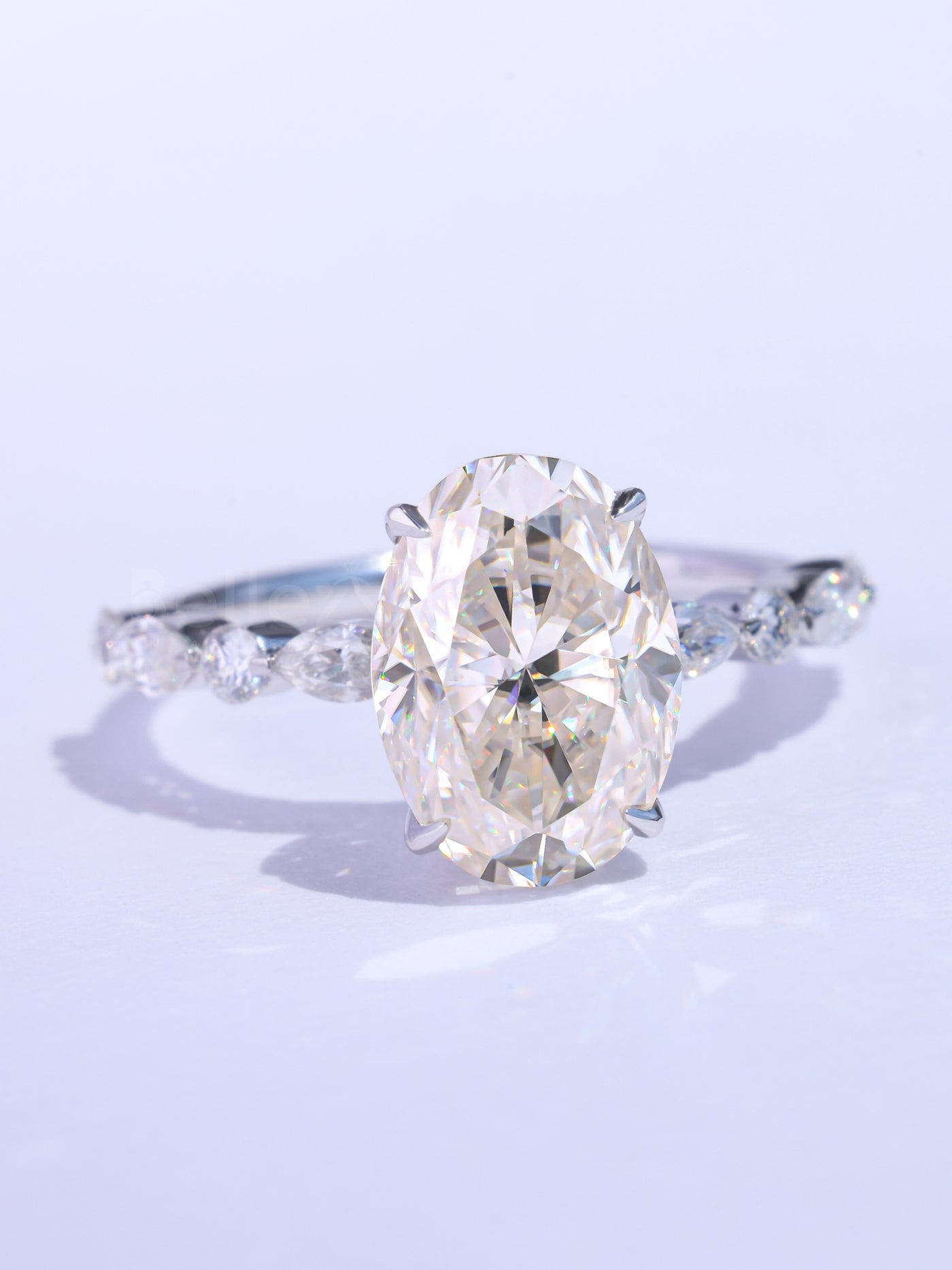 1.50CT Oval Cut Pave Setting Moissanite Engagement Ring