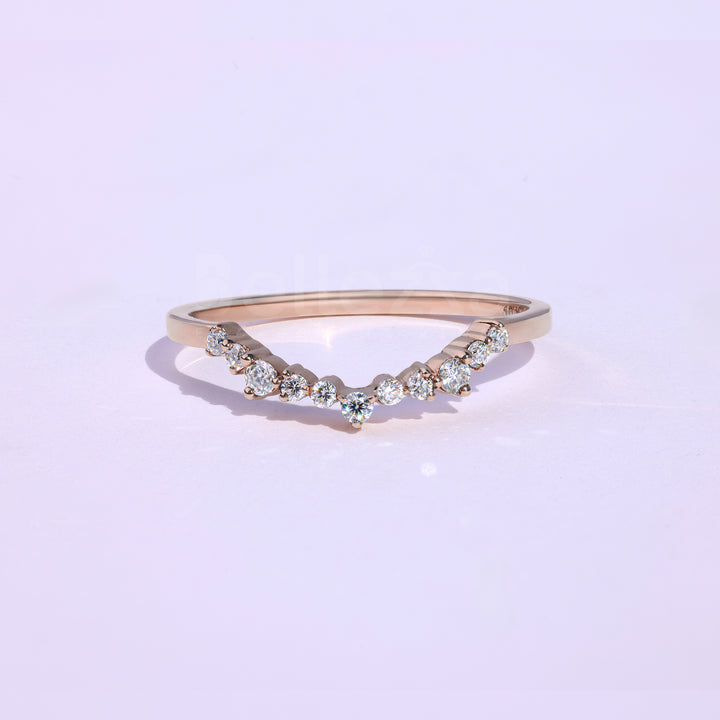 Round Brilliant Diamond Curved Wedding Band - Ready to Ship