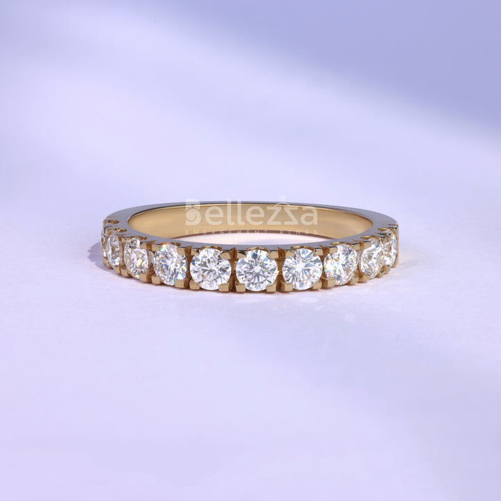 Round Cut Half Eternity Wedding Band For Her - Ready To Ship