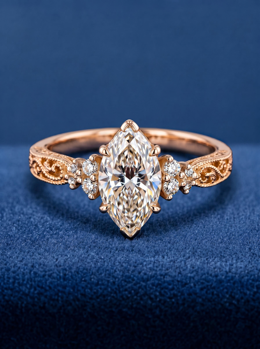 1.50CT Vintage Marquise Lab Grown Diamond Engagement Ring