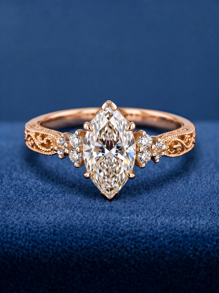 1.50CT Vintage Marquise Lab Grown Diamond Engagement Ring