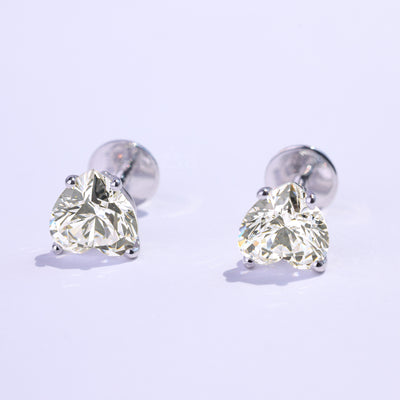 2.0CTW Heart Cut Solitaire Moissanite Stud Earrings