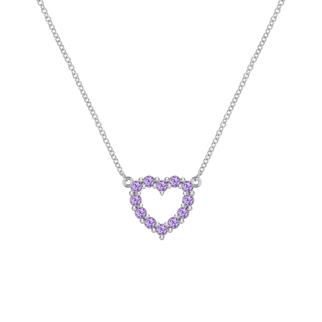 1.40 TCW Round Cut Open Heart Moissanite February Birthone Necklace