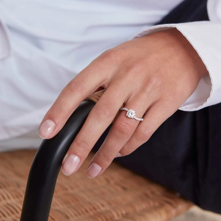 1.0CT Round Diamond Unique Pave Setting Engagement Ring