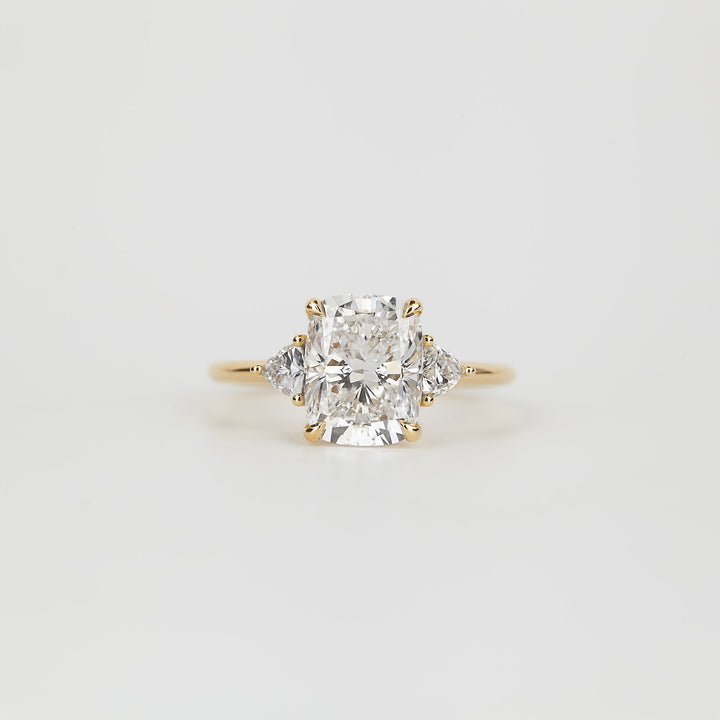 1.50-3.50 CT Elongated Cushion Lab Grown Diamond Three Stone Engagement Ring