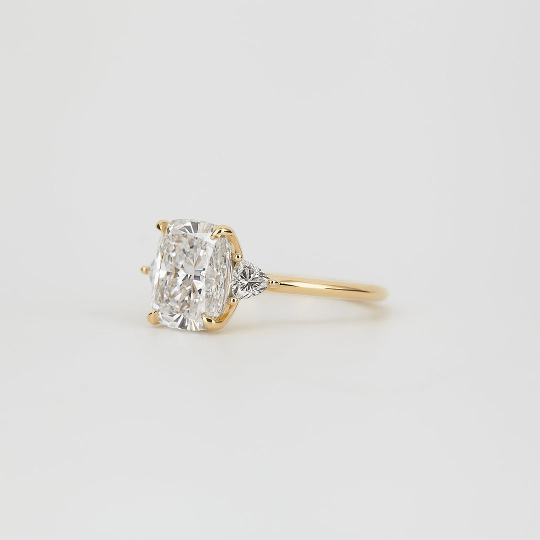 1.50-3.50 CT Elongated Cushion Lab Grown Diamond Three Stone Engagement Ring