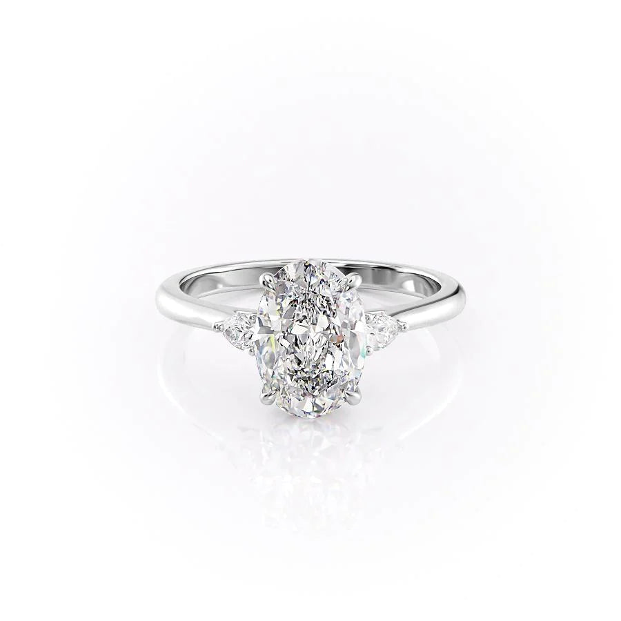 1.50-3.50 CT Oval  Lab Grown Diamond Three Stones Engagement Ring