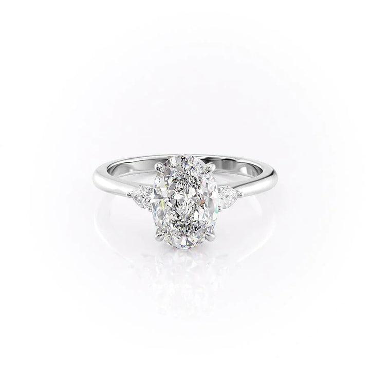 1.50-3.50 CT Oval  Lab Grown Diamond Three Stones Engagement Ring