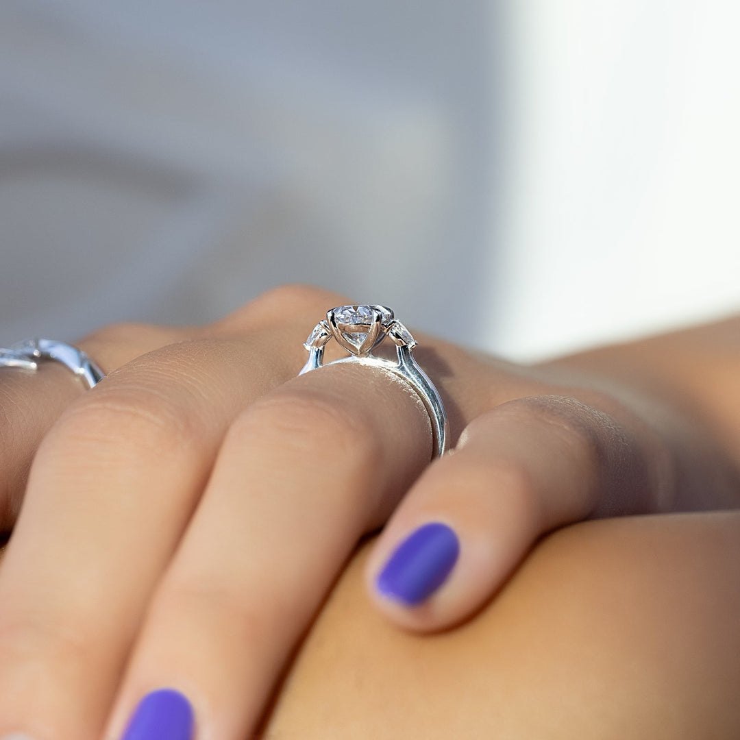1.50-3.50 CT Oval  Lab Grown Diamond Three Stones Engagement Ring