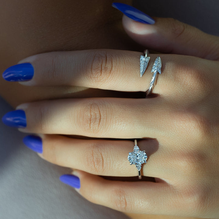 1.50-3.50 CT Oval  Lab Grown Diamond Three Stones Engagement Ring