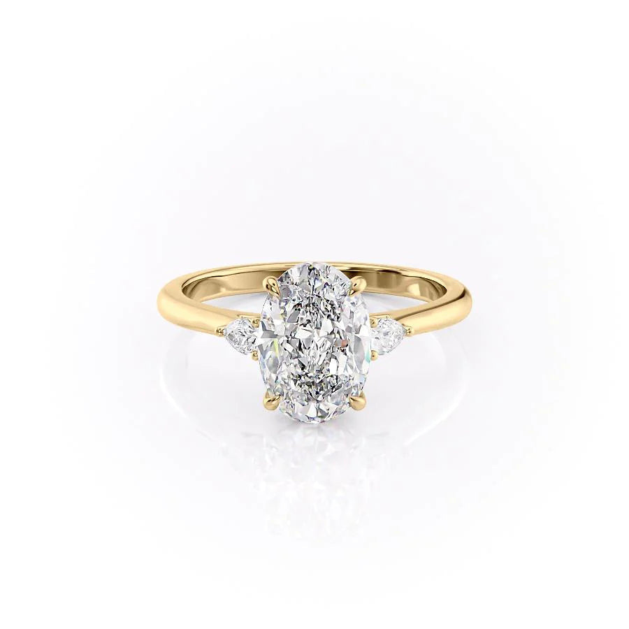 1.50-3.50 CT Oval  Lab Grown Diamond Three Stones Engagement Ring