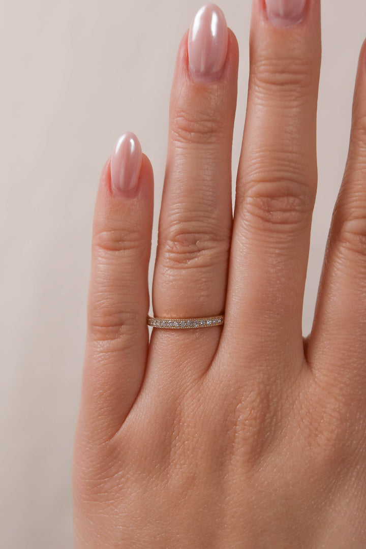 0.18 TCW Round Half Eternity Diamond Wedding Band