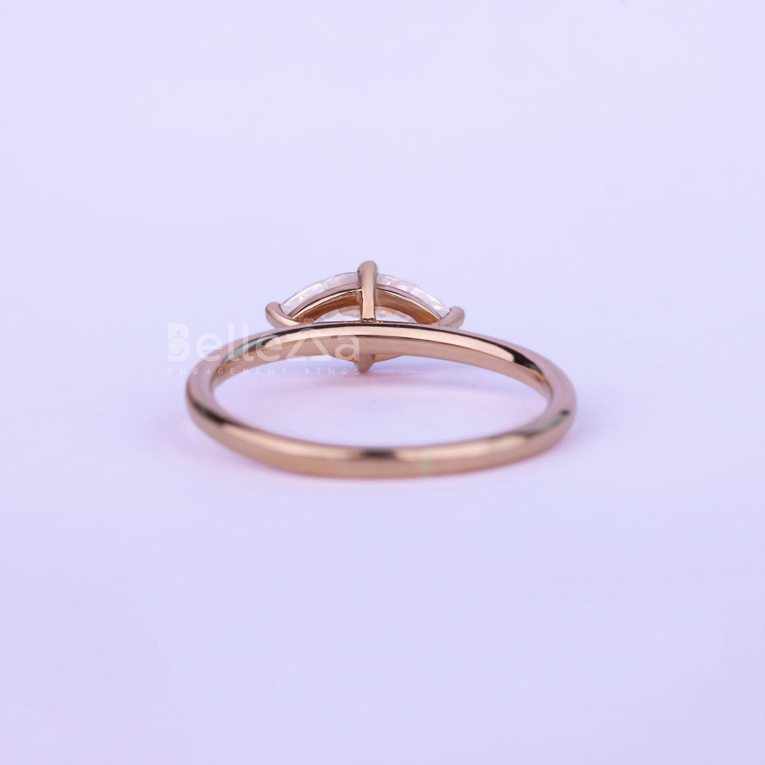 1.0CT East West Marquise Cut Solitaire Moissanite Engagement Ring - Ready to Ship