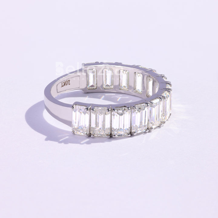 2.61TCW Emerald Diamond Half Eternity Wedding Band - Ready To Ship