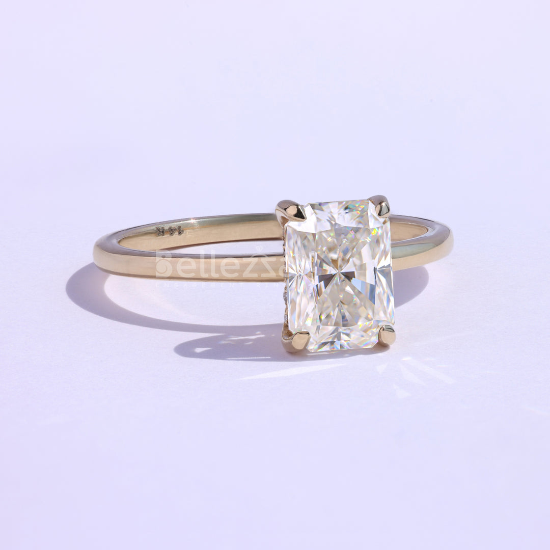 1.50CT Radiant Cut Moissanite Hidden Halo Engagement Ring - Ready to Ship