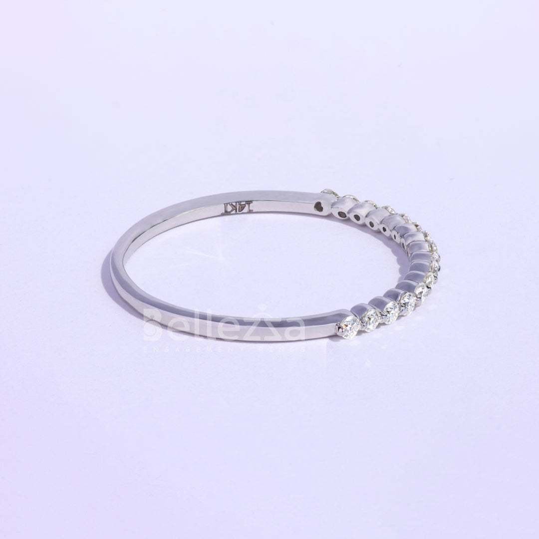 0.30TCW Round Brilliant Bubble Prong Moissanite Wedding Band - Ready to Ship