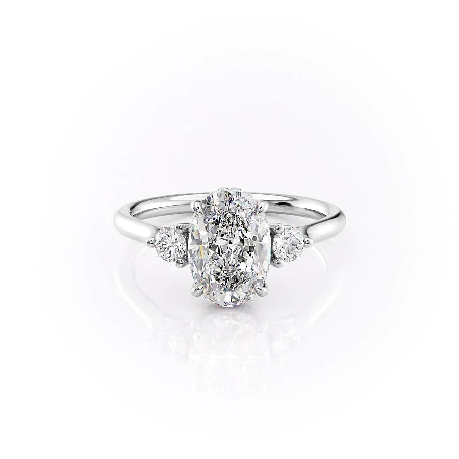 1.50-3.50 CT Oval  Lab Grown Diamond Three Stones Engagement Ring