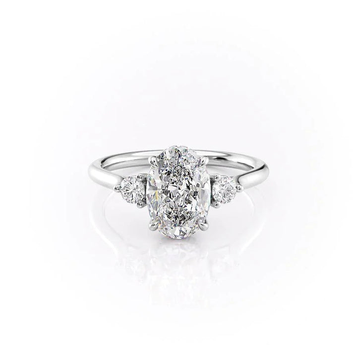 1.50-3.50 CT Oval  Lab Grown Diamond Three Stones Engagement Ring