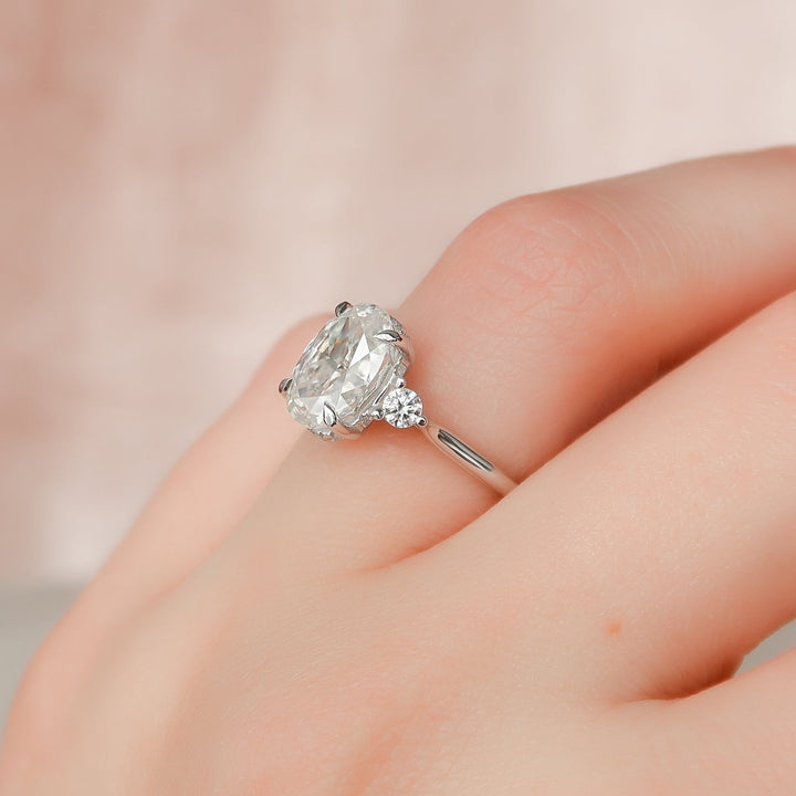 1.50-3.50 CT Oval  Lab Grown Diamond Three Stones Engagement Ring