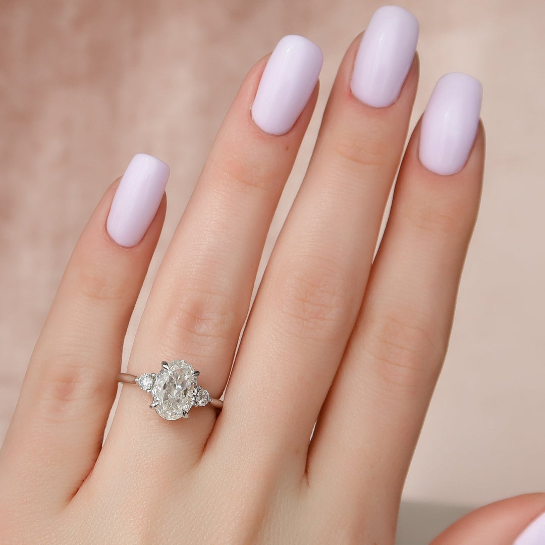 1.50-3.50 CT Oval  Lab Grown Diamond Three Stones Engagement Ring