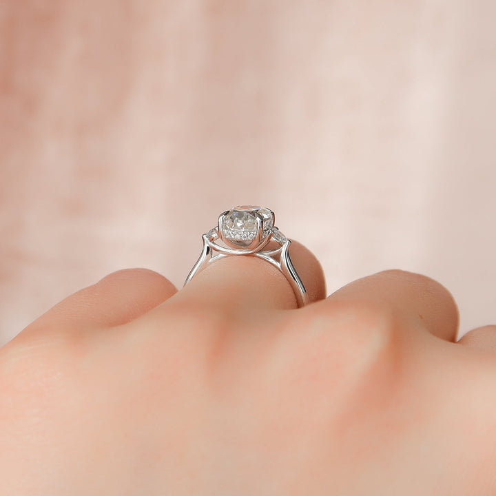 1.50-3.50 CT Oval  Lab Grown Diamond Three Stones Engagement Ring