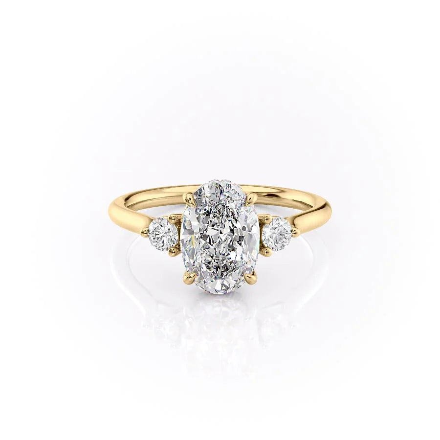 1.50-3.50 CT Oval  Lab Grown Diamond Three Stones Engagement Ring