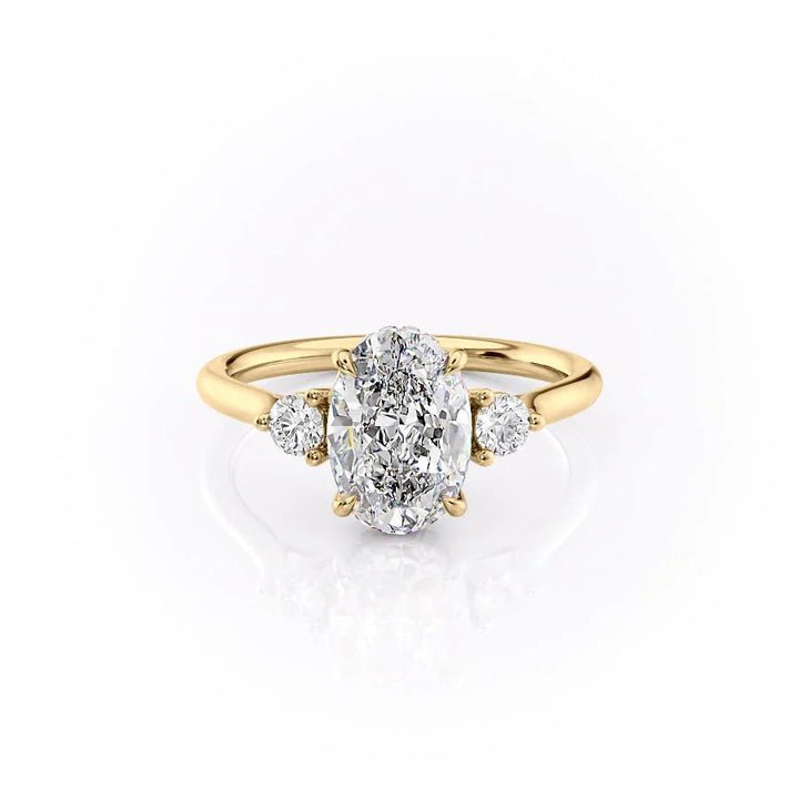 1.50-3.50 CT Oval  Lab Grown Diamond Three Stones Engagement Ring