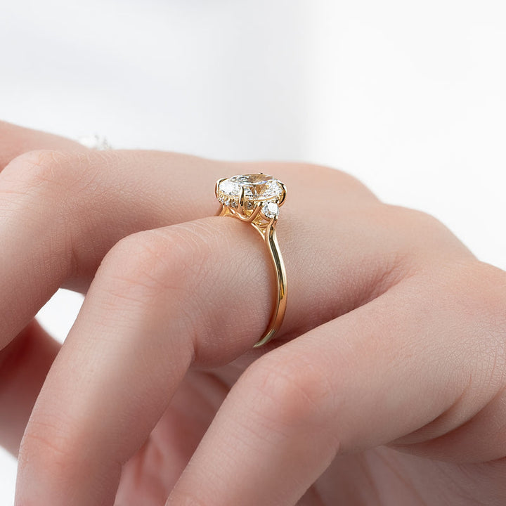 1.50-3.50 CT Oval  Lab Grown Diamond Three Stones Engagement Ring