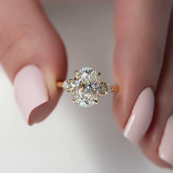 1.50-3.50 CT Oval  Lab Grown Diamond Three Stones Engagement Ring