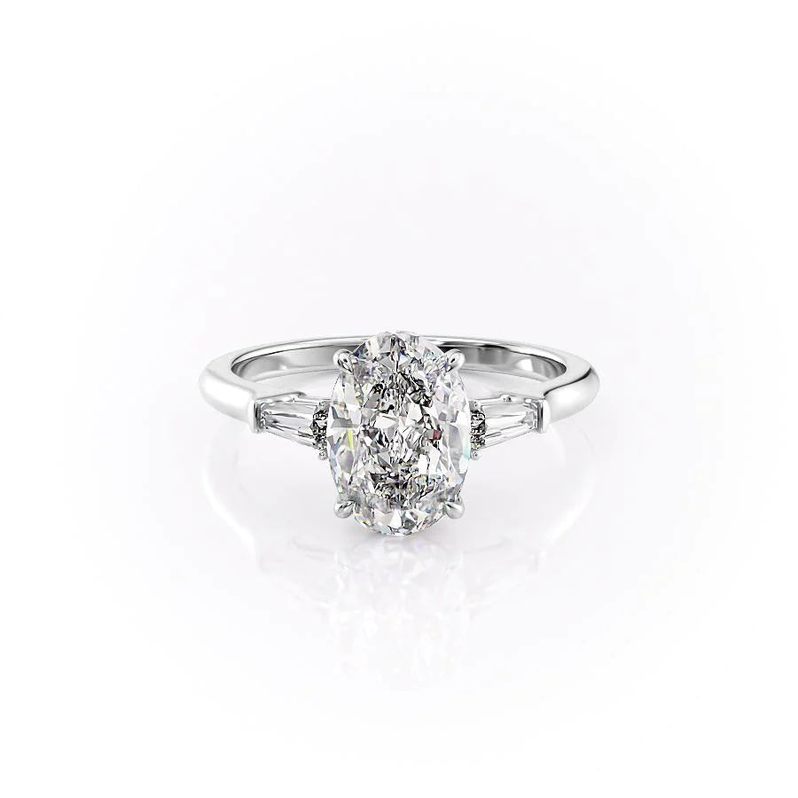 1.50-3.50 CT Oval  Lab Grown Diamond Three Stone Engagement Ring