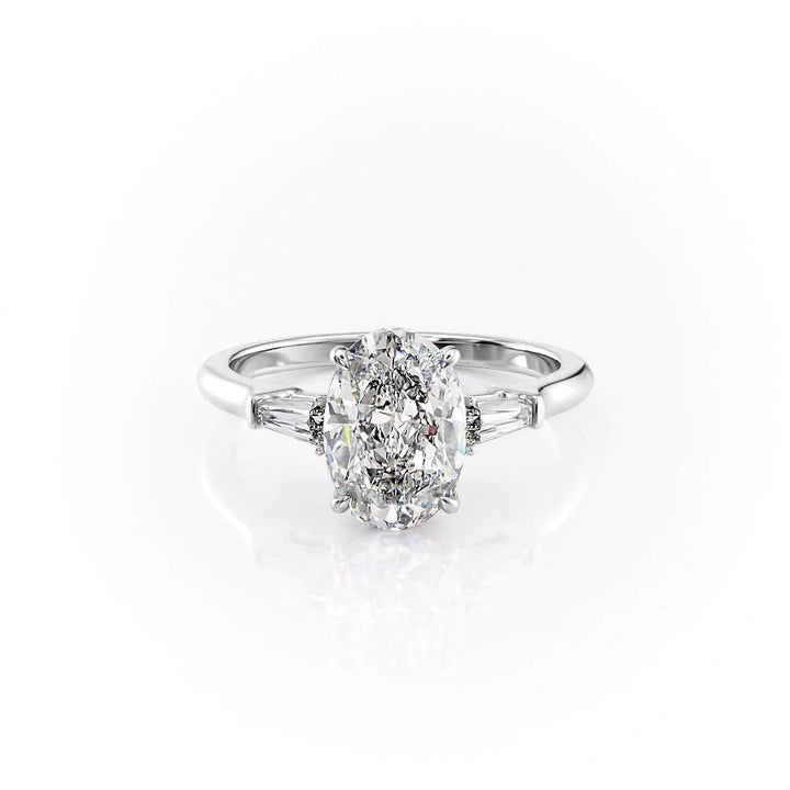 1.50-3.50 CT Oval  Lab Grown Diamond Three Stone Engagement Ring