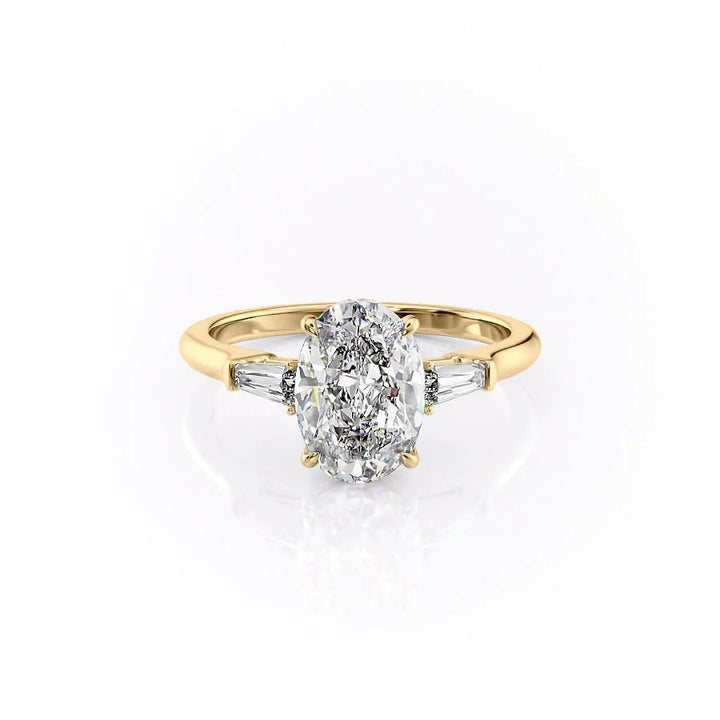1.50-3.50 CT Oval  Lab Grown Diamond Three Stone Engagement Ring