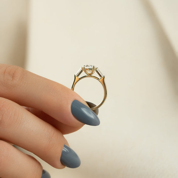 1.50-3.50 CT Oval  Lab Grown Diamond Three Stone Engagement Ring