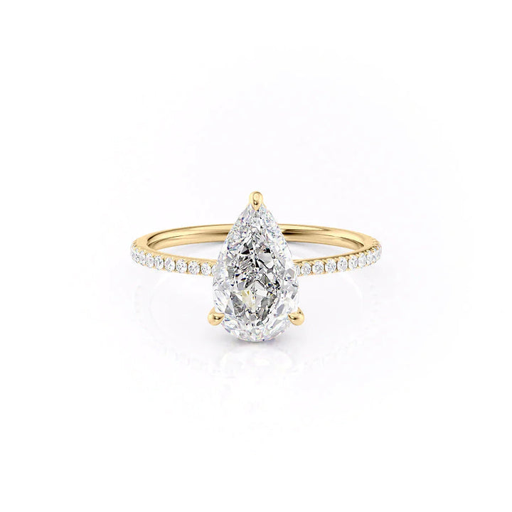 1.50-3.50  CT Pear  Lab Grown Diamond Hidden Halo Engagement Ring With Pave Setting
