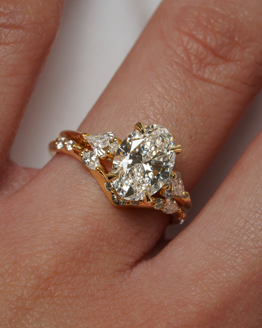 1.0 -  3.0 CT Oval Lab Grown Diamond Three Stone Engagement Ring