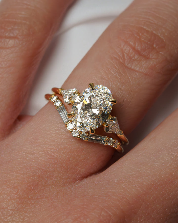 1.0 -  3.0 CT Oval Lab Grown Diamond Three Stone Engagement Ring