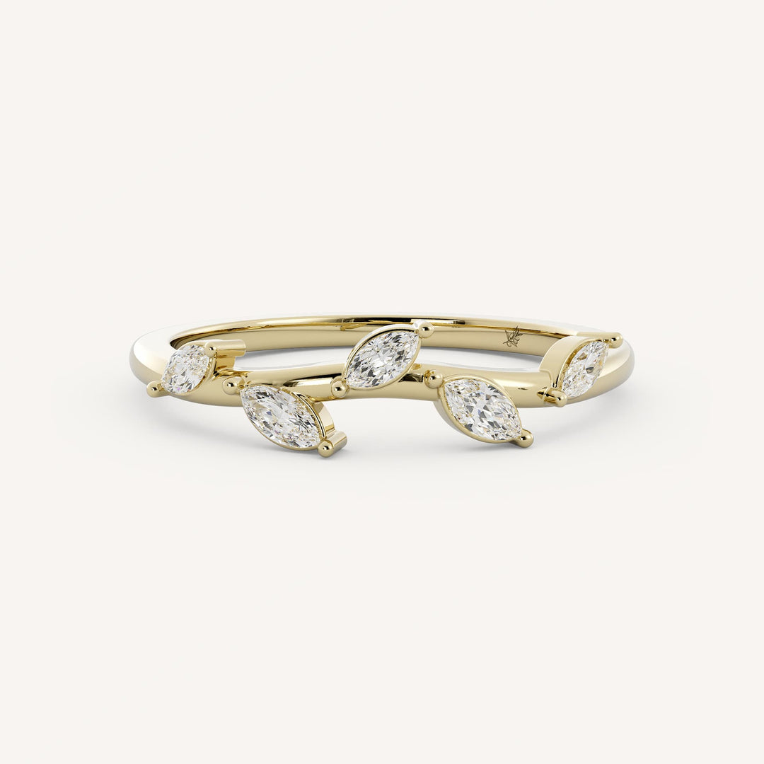0.25 TCW Marquise Leaf Style Diamond Wedding Band