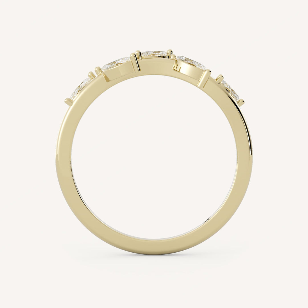 0.25 TCW Marquise Leaf Style Diamond Wedding Band
