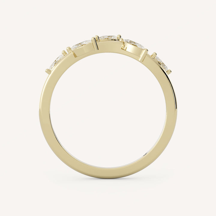0.25 TCW Marquise Leaf Style Diamond Wedding Band