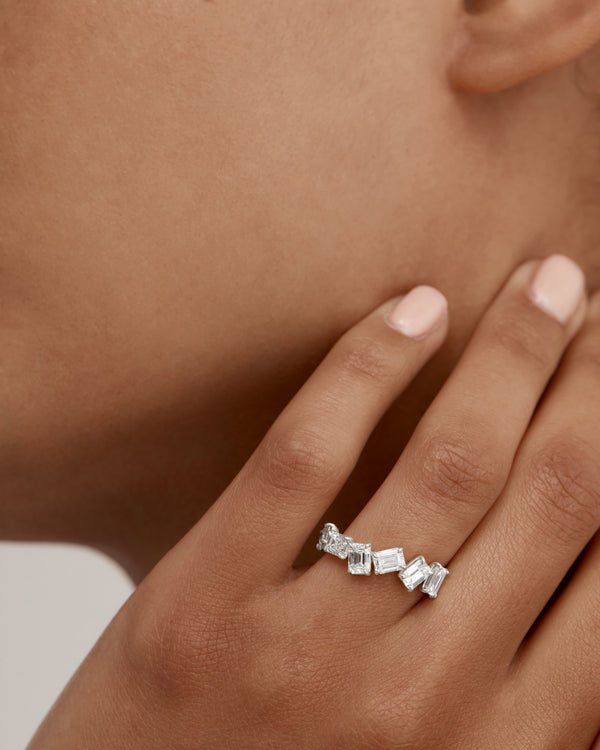 2.0 TCW Emerald Cut  Lab Grown Diamond Cluster Wedding Band