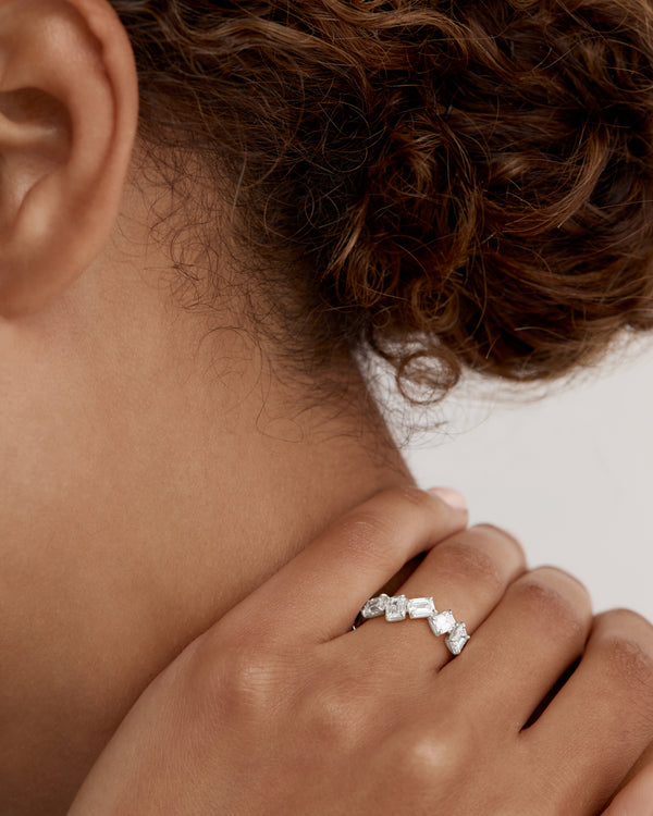 2.0 TCW Emerald Cut  Lab Grown Diamond Cluster Wedding Band