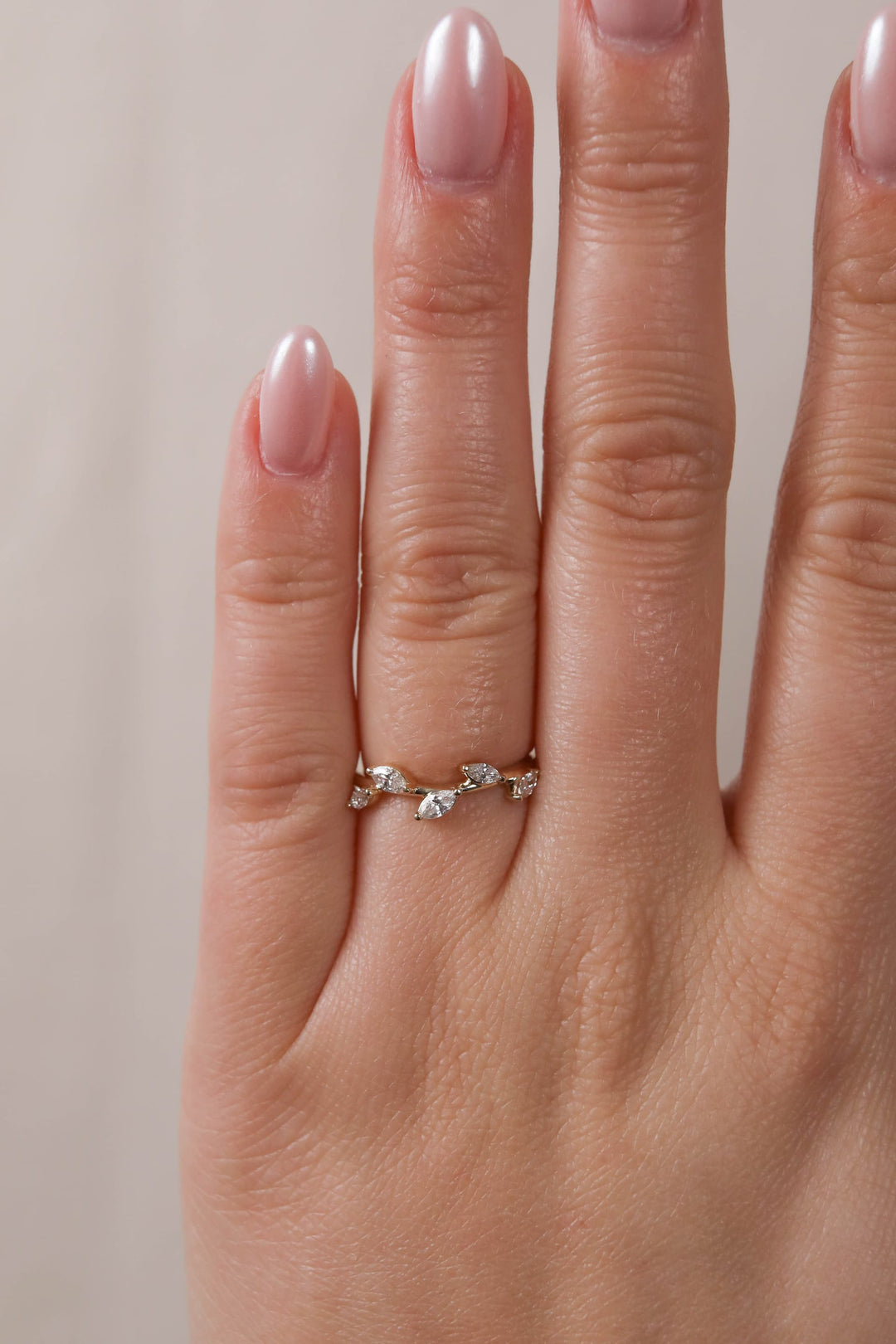 0.25 TCW Marquise Leaf Style Diamond Wedding Band