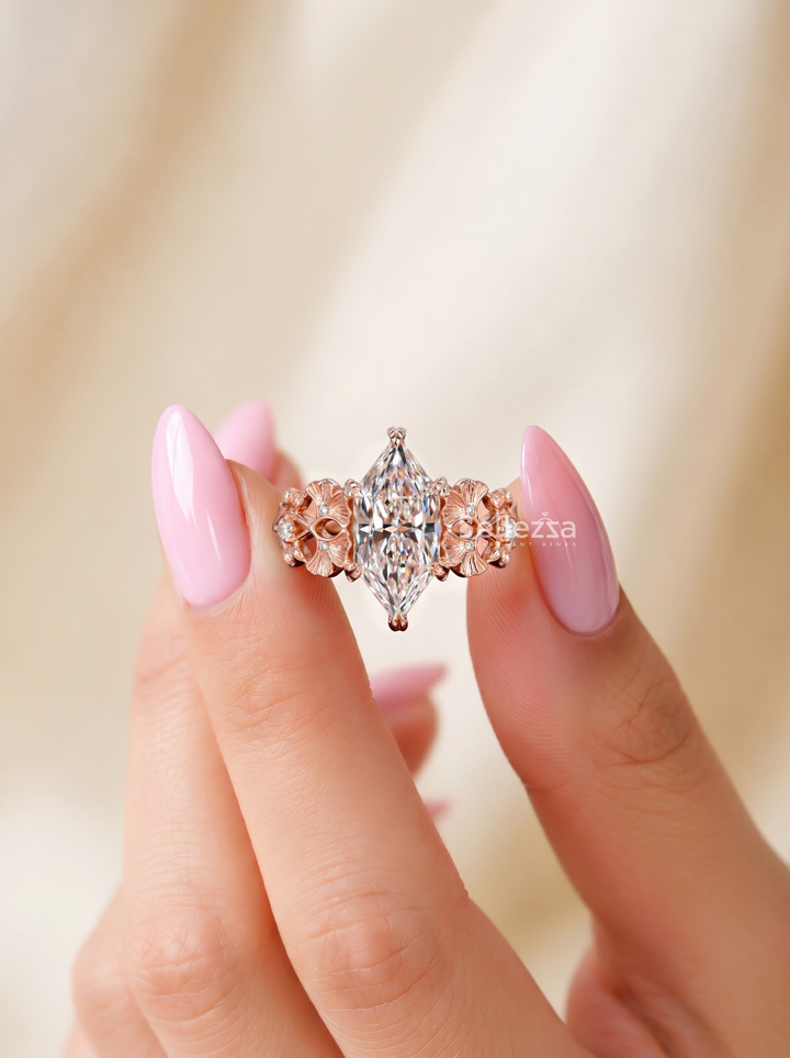 2.0CT Nature Inspired Dutch Marquise Lab Grown Diamond Engagement Ring