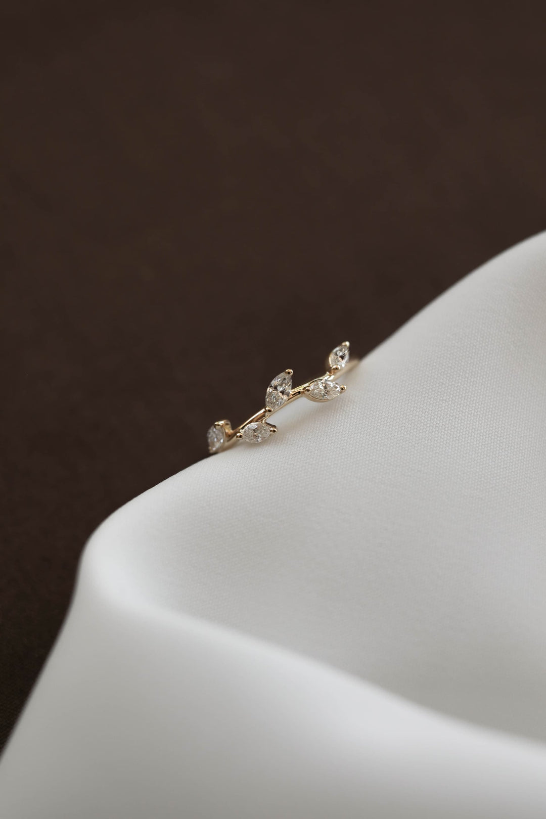 0.25 TCW Marquise Leaf Style Diamond Wedding Band