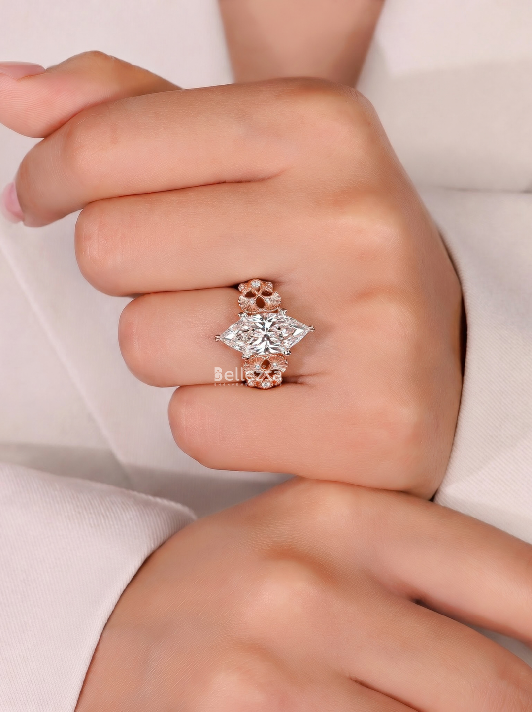 2.0CT Nature Inspired Dutch Marquise Lab Grown Diamond Engagement Ring