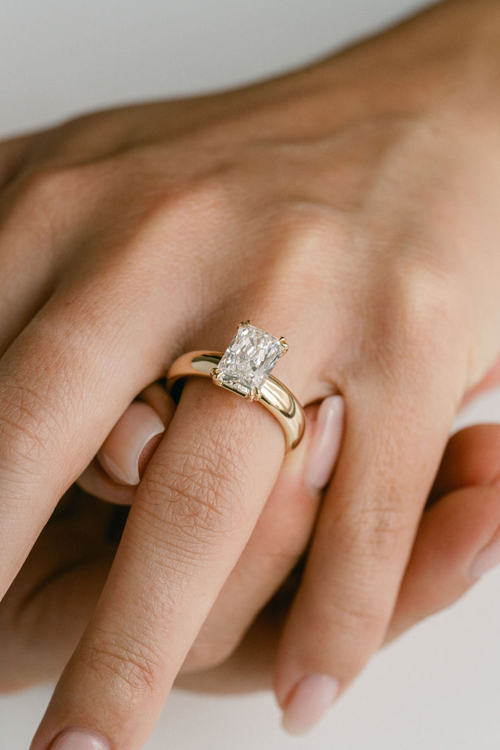 1.0 - 3.0 CT Radiant  Lab Grown Diamond Solitaire Engagement Ring