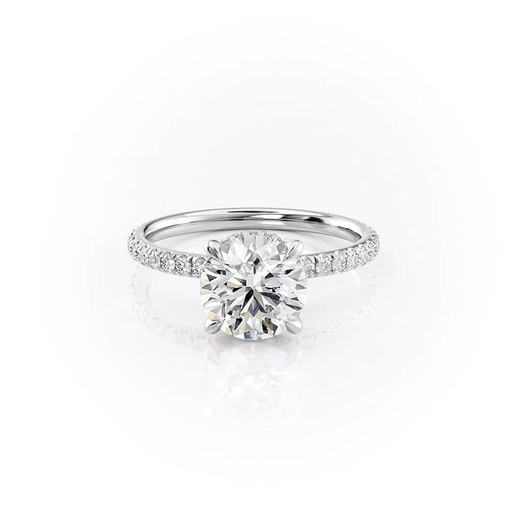 1.50 - 3.50 CT Round  Lab Grown Diamond Hidden Halo Engagement Ring With Pave Setting