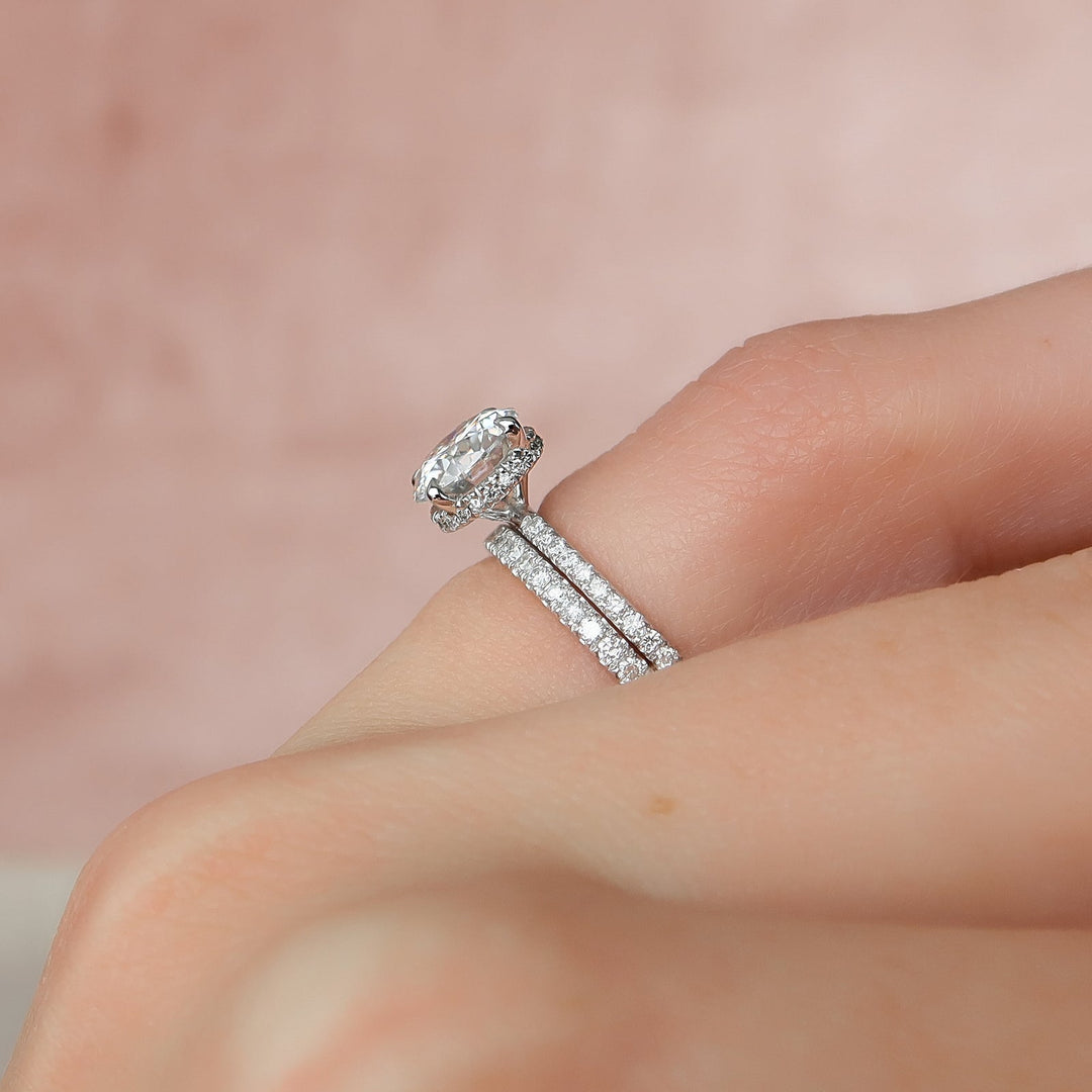 1.50 - 3.50 CT Round  Lab Grown Diamond Hidden Halo Engagement Ring With Pave Setting