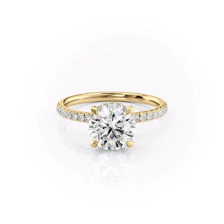 1.50 - 3.50 CT Round  Lab Grown Diamond Hidden Halo Engagement Ring With Pave Setting